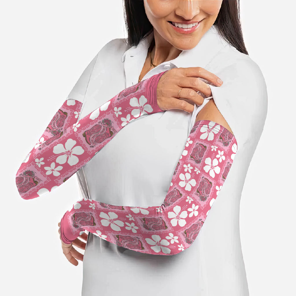 Give Cancer The Boot Pink Cowgirl Arm Sleeves Western Aloha Hibiscus Paniolo Heritage Floral