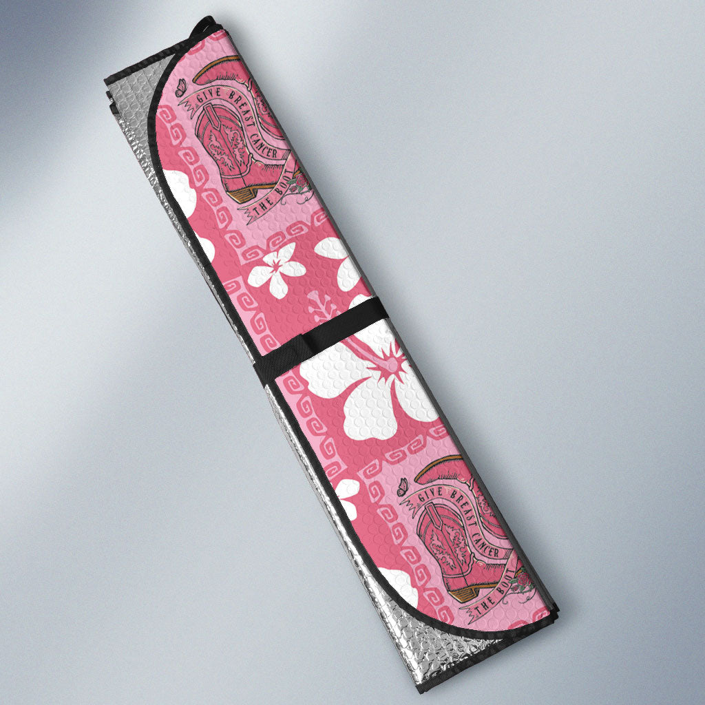 Give Cancer The Boot Pink Cowgirl Auto Sun Shade Western Aloha Hibiscus Paniolo Heritage Floral