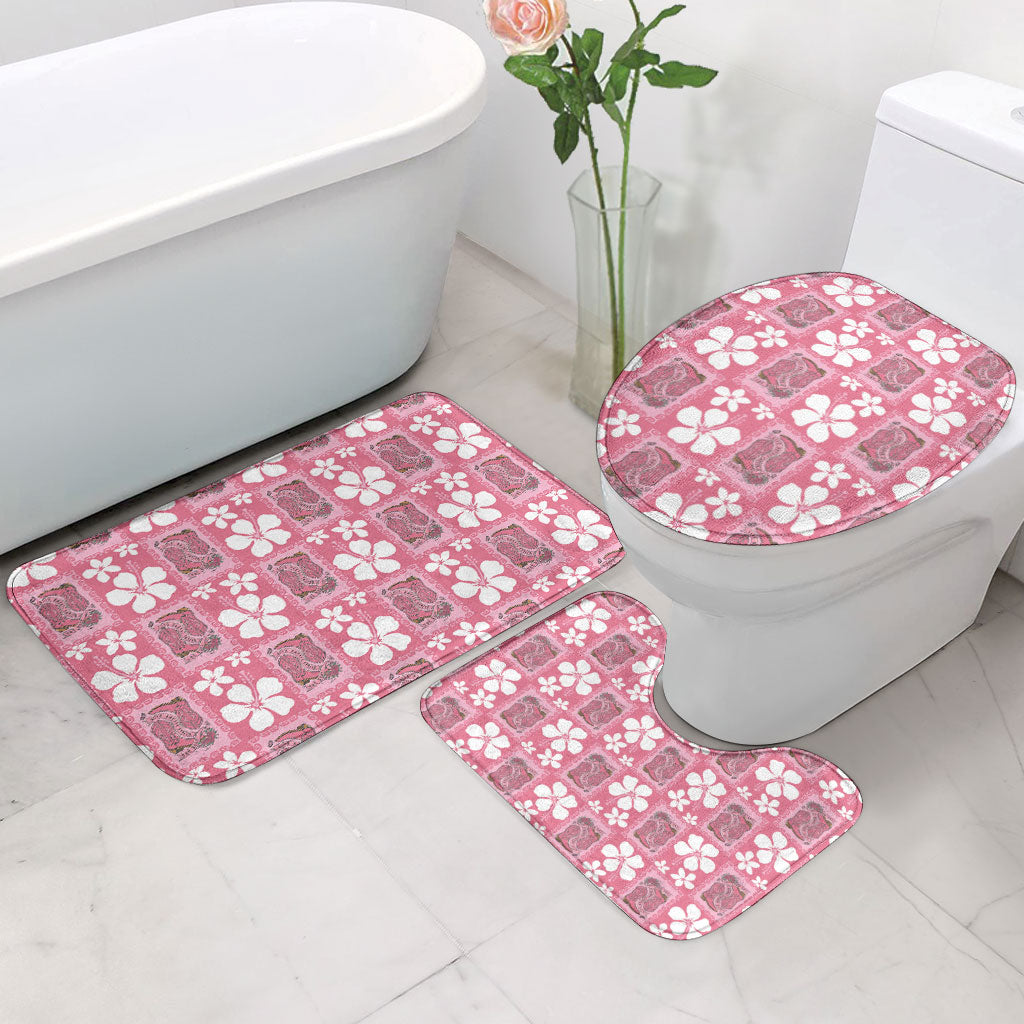 Give Cancer The Boot Pink Cowgirl Bathroom Set Western Aloha Hibiscus Paniolo Heritage Floral