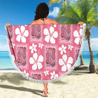 Give Cancer The Boot Pink Cowgirl Beach Blanket Western Aloha Hibiscus Paniolo Heritage Floral