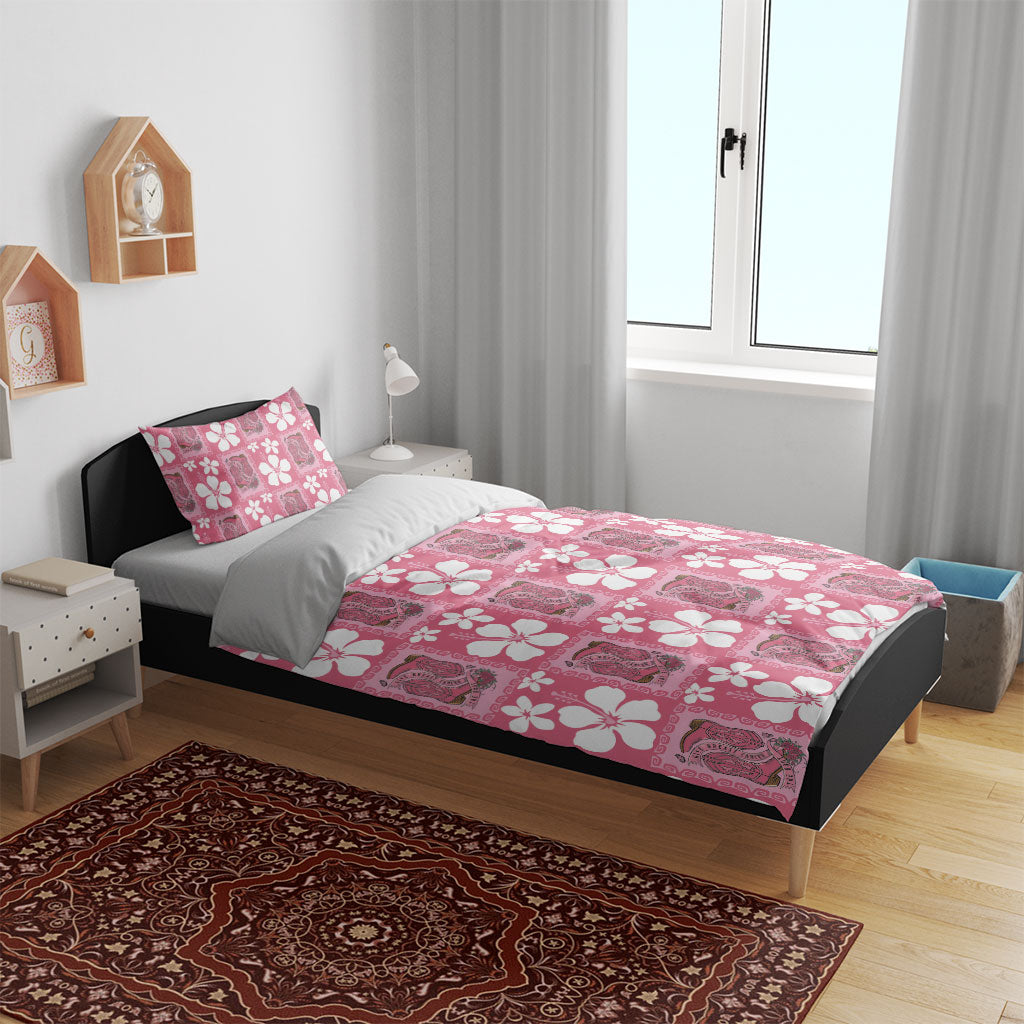 Give Cancer The Boot Pink Cowgirl Bedding Set Western Aloha Hibiscus Paniolo Heritage Floral