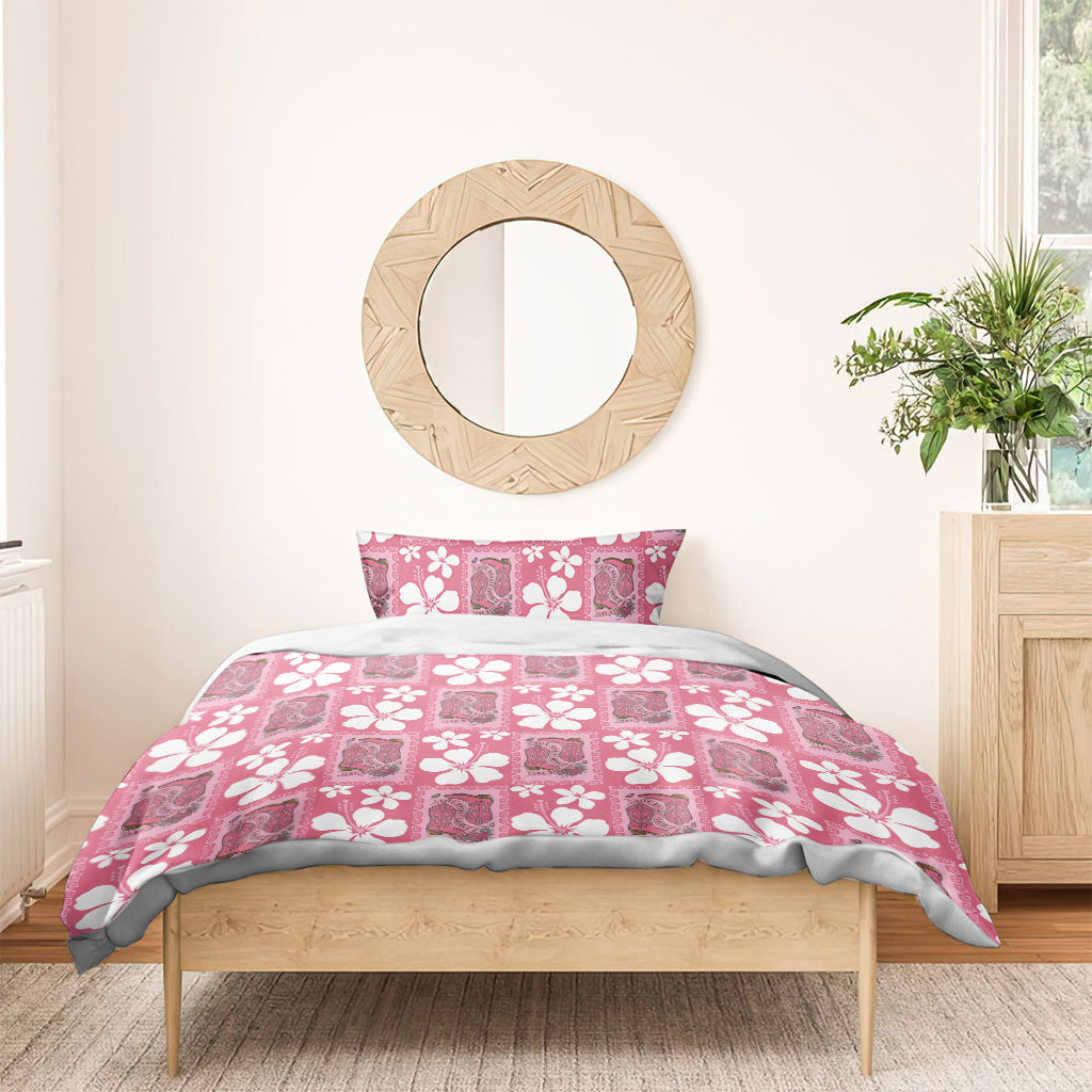 Give Cancer The Boot Pink Cowgirl Bedding Set Western Aloha Hibiscus Paniolo Heritage Floral