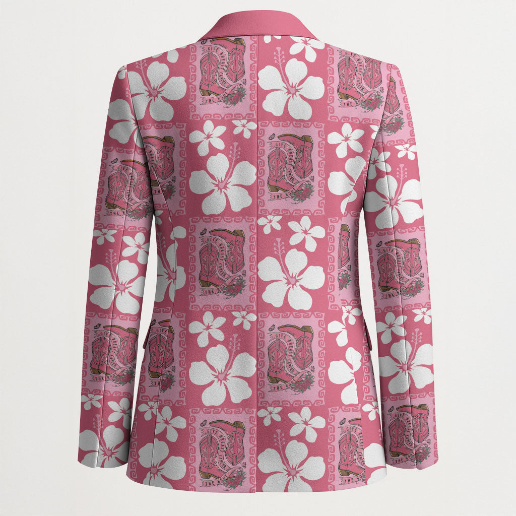 Give Cancer The Boot Pink Cowgirl Blazer Western Aloha Hibiscus Paniolo Heritage Floral