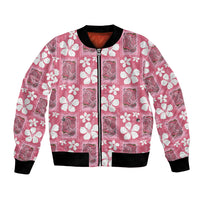 Give Cancer The Boot Pink Cowgirl Bomber Jacket Western Aloha Hibiscus Paniolo Heritage Floral
