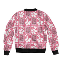 Give Cancer The Boot Pink Cowgirl Bomber Jacket Western Aloha Hibiscus Paniolo Heritage Floral