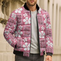Give Cancer The Boot Pink Cowgirl Bomber Puffer Jacket Western Aloha Hibiscus Paniolo Heritage Floral