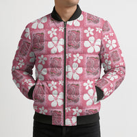 Give Cancer The Boot Pink Cowgirl Bomber Puffer Jacket Western Aloha Hibiscus Paniolo Heritage Floral