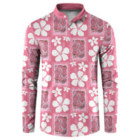 Give Cancer The Boot Pink Cowgirl Button Sweatshirt Western Aloha Hibiscus Paniolo Heritage Floral