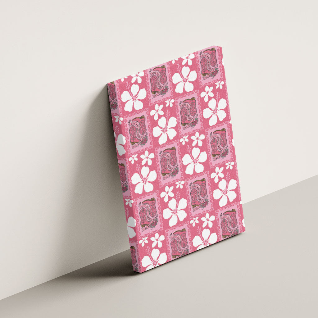 Give Cancer The Boot Pink Cowgirl Canvas Wall Art Western Aloha Hibiscus Paniolo Heritage Floral