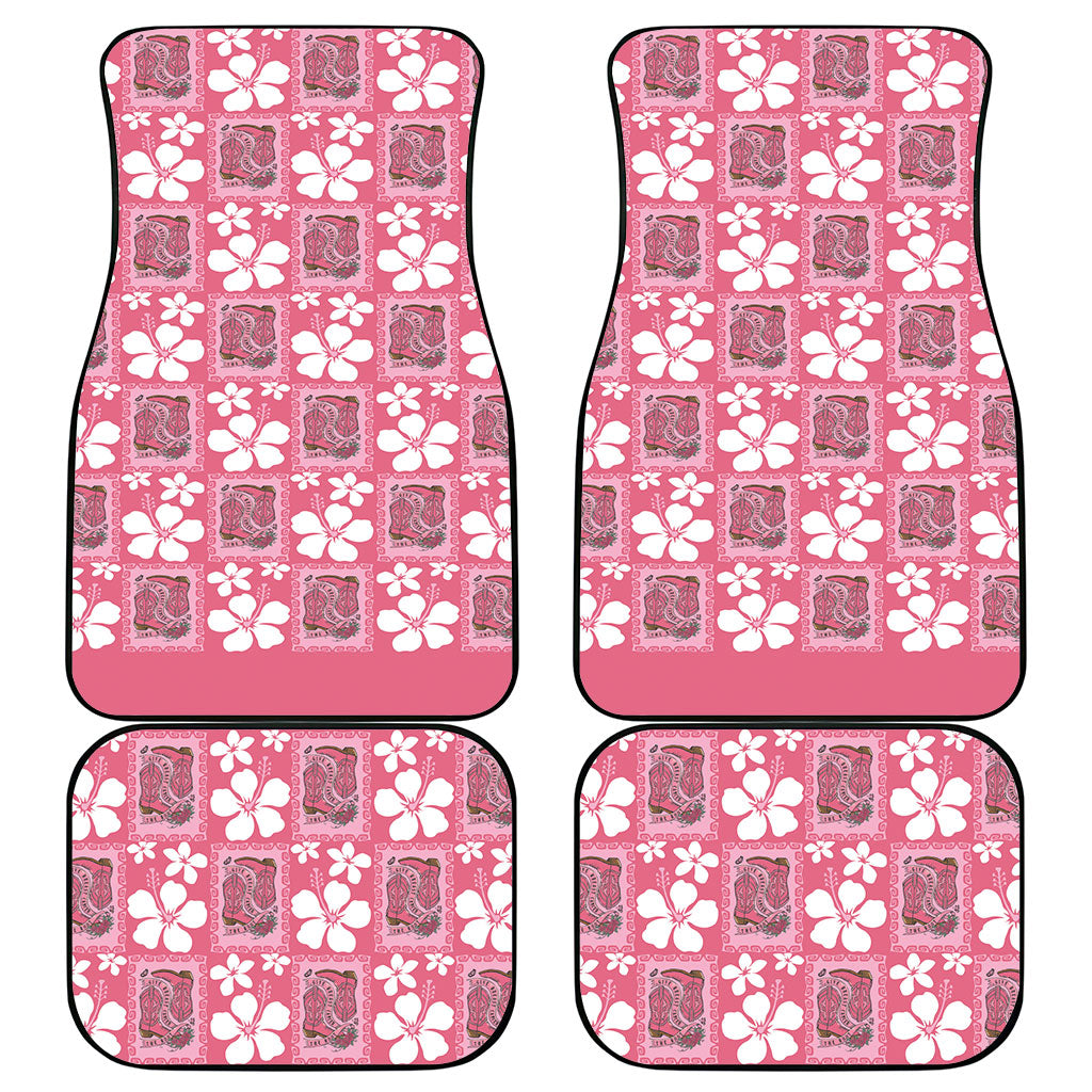 Give Cancer The Boot Pink Cowgirl Car Mats Western Aloha Hibiscus Paniolo Heritage Floral