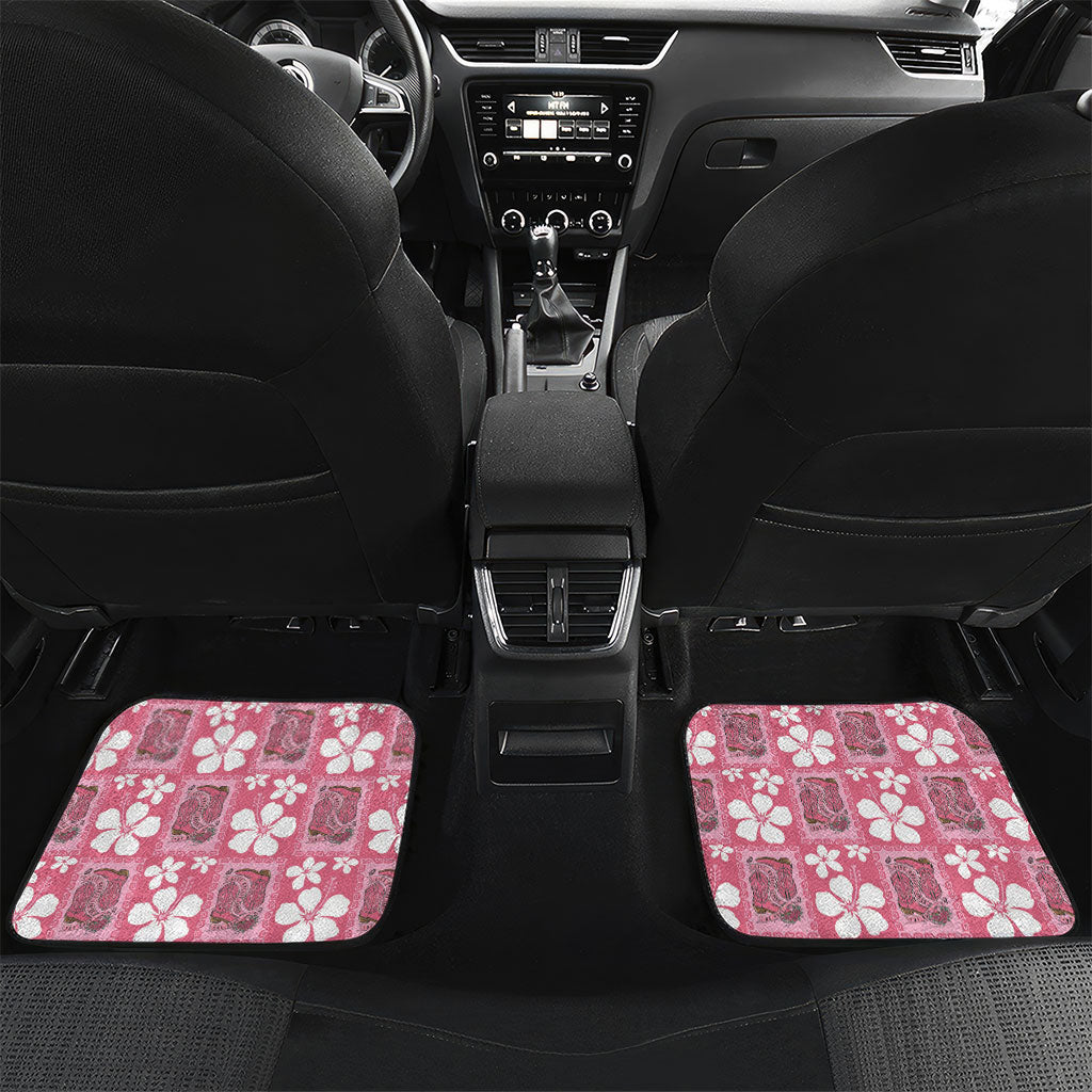Give Cancer The Boot Pink Cowgirl Car Mats Western Aloha Hibiscus Paniolo Heritage Floral