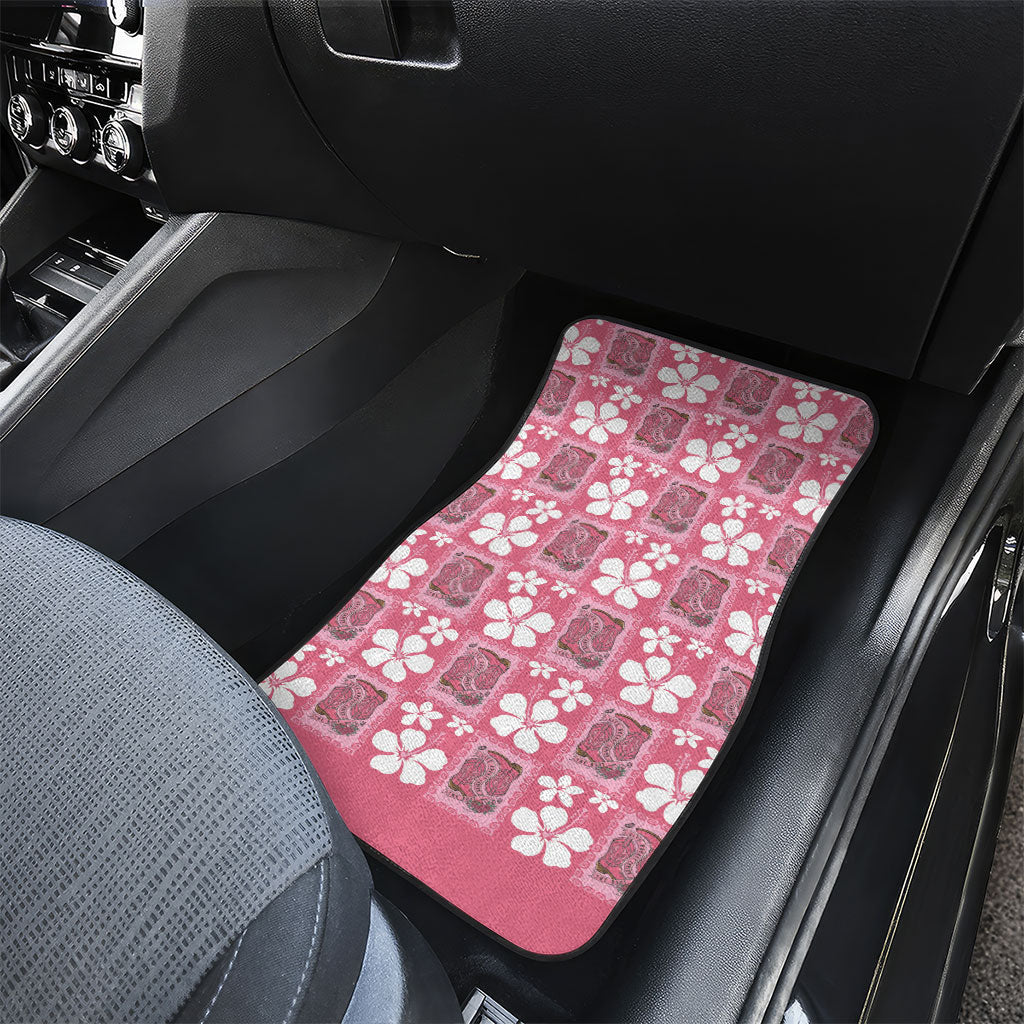 Give Cancer The Boot Pink Cowgirl Car Mats Western Aloha Hibiscus Paniolo Heritage Floral