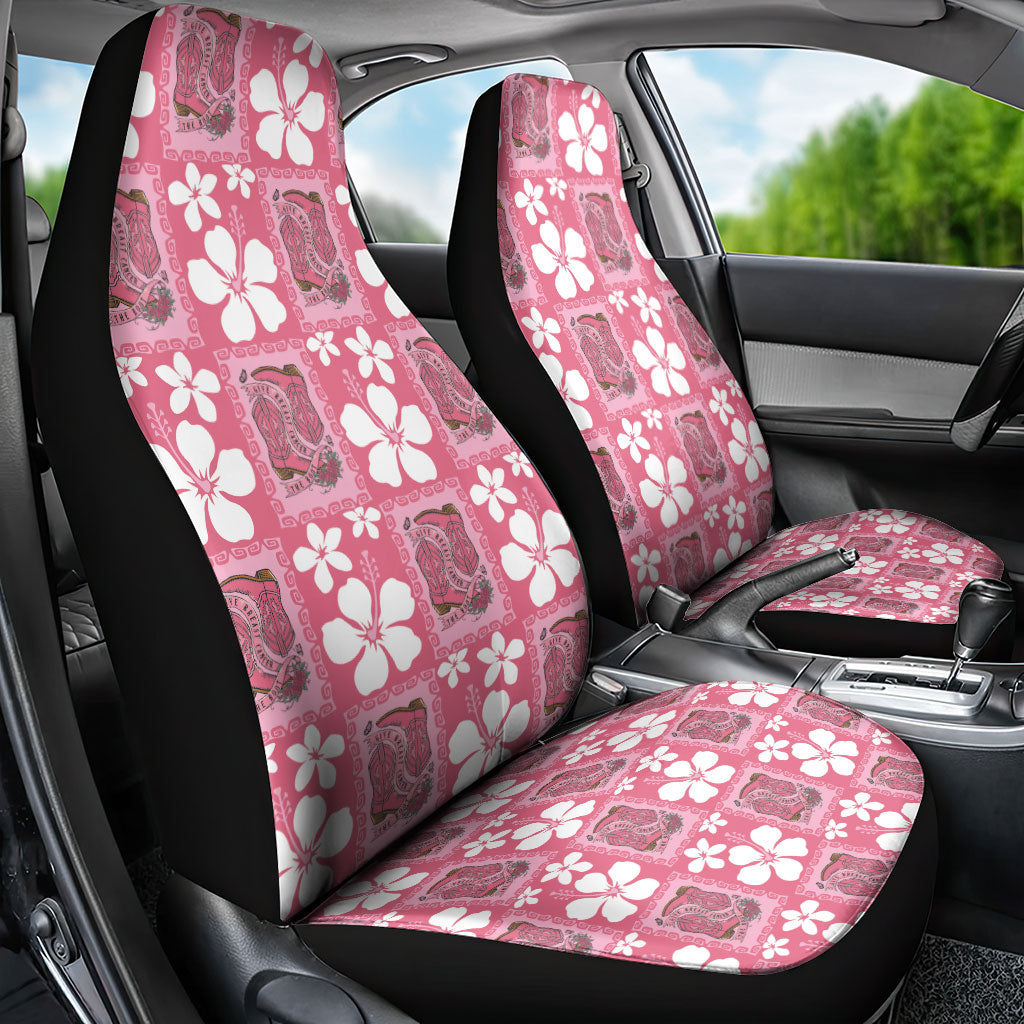 Give Cancer The Boot Pink Cowgirl Car Seat Cover Western Aloha Hibiscus Paniolo Heritage Floral