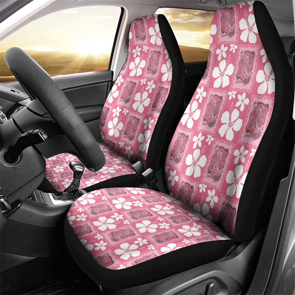Give Cancer The Boot Pink Cowgirl Car Seat Cover Western Aloha Hibiscus Paniolo Heritage Floral