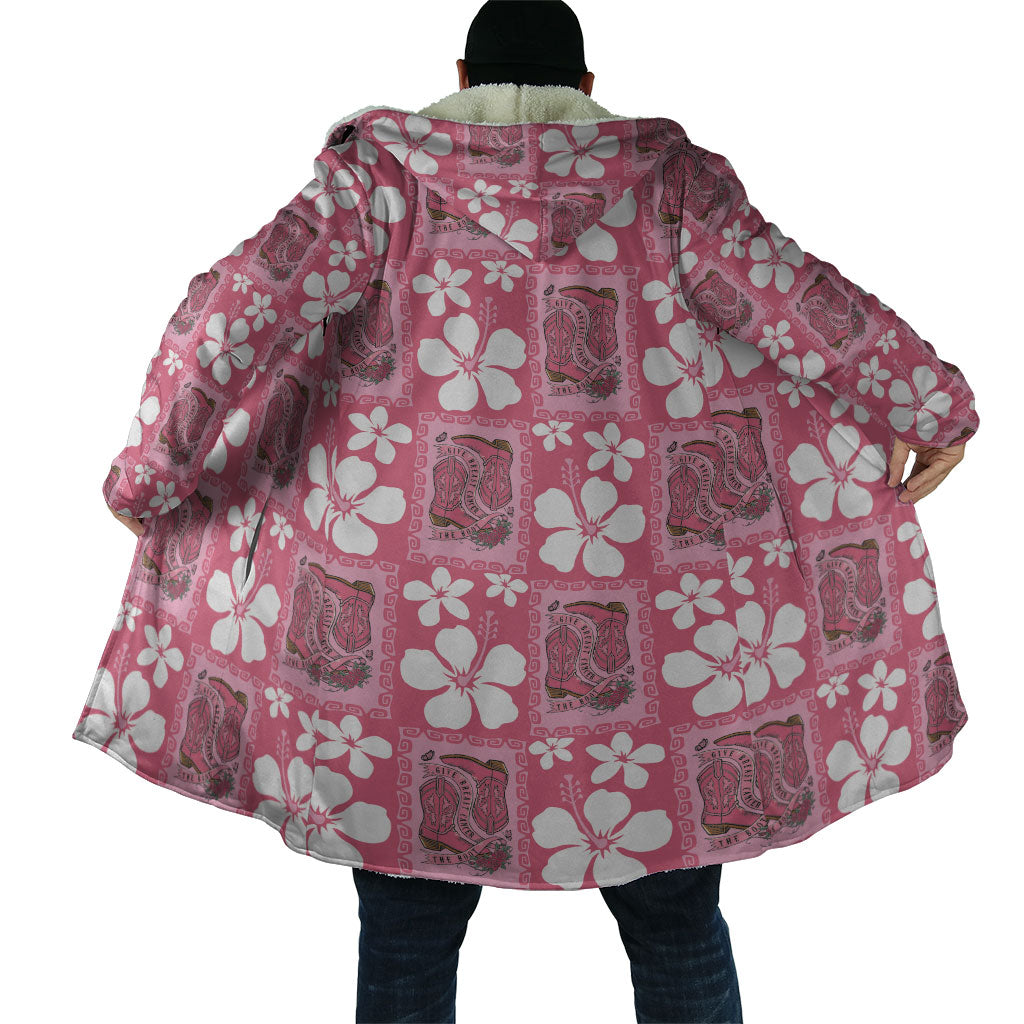 Give Cancer The Boot Pink Cowgirl Cloak Western Aloha Hibiscus Paniolo Heritage Floral