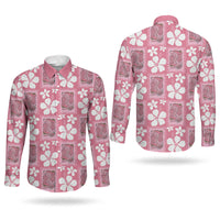 Give Cancer The Boot Pink Cowgirl Couples Matching Summer Maxi Dress and Long Sleeve Button Shirt Western Aloha Hibiscus Paniolo Heritage Floral