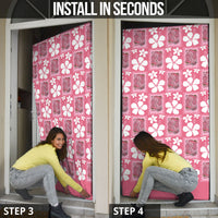 Give Cancer The Boot Pink Cowgirl Door Cover Western Aloha Hibiscus Paniolo Heritage Floral