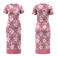 Give Cancer The Boot Pink Cowgirl Family Matching Short Sleeve Bodycon Dress and Hawaiian Shirt Western Aloha Hibiscus Paniolo Heritage Floral
