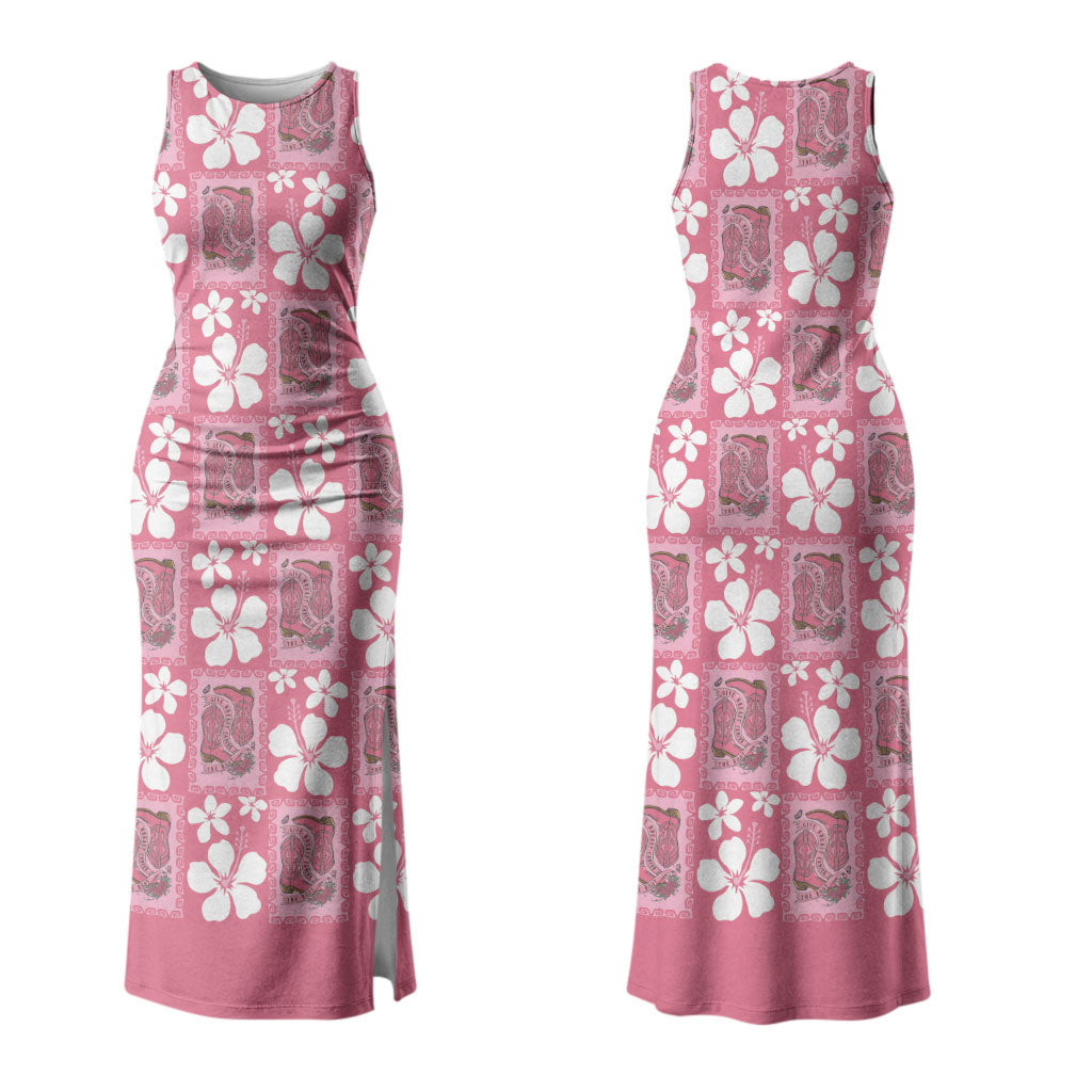Give Cancer The Boot Pink Cowgirl Family Matching Tank Maxi Dress and Hawaiian Shirt Western Aloha Hibiscus Paniolo Heritage Floral