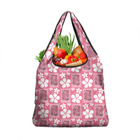 Give Cancer The Boot Pink Cowgirl Grocery Bag Western Aloha Hibiscus Paniolo Heritage Floral