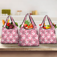 Give Cancer The Boot Pink Cowgirl Grocery Bag Western Aloha Hibiscus Paniolo Heritage Floral