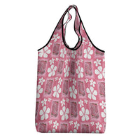 Give Cancer The Boot Pink Cowgirl Grocery Bag Western Aloha Hibiscus Paniolo Heritage Floral