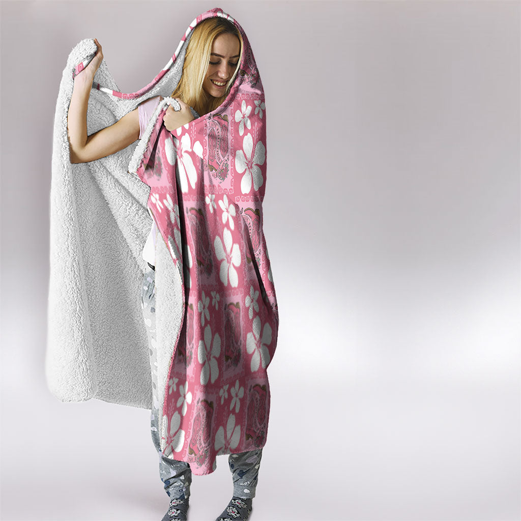 Give Cancer The Boot Pink Cowgirl Hooded Blanket Western Aloha Hibiscus Paniolo Heritage Floral
