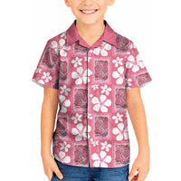 Give Cancer The Boot Pink Cowgirl Kid Hawaiian Shirt Western Aloha Hibiscus Paniolo Heritage Floral