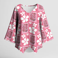 Give Cancer The Boot Pink Cowgirl Kimono Sleeve Blouse Western Aloha Hibiscus Paniolo Heritage Floral