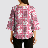 Give Cancer The Boot Pink Cowgirl Kimono Sleeve Blouse Western Aloha Hibiscus Paniolo Heritage Floral