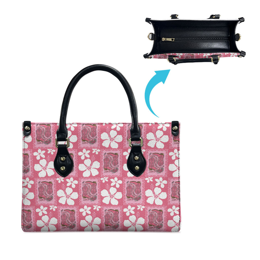 Give Cancer The Boot Pink Cowgirl Leather Bag Western Aloha Hibiscus Paniolo Heritage Floral