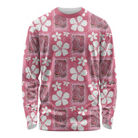 Give Cancer The Boot Pink Cowgirl Long Sleeve Shirt Western Aloha Hibiscus Paniolo Heritage Floral