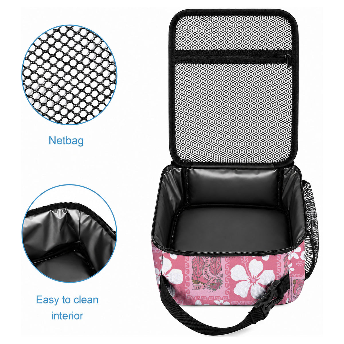 Give Cancer The Boot Pink Cowgirl Lunch Bag Western Aloha Hibiscus Paniolo Heritage Floral