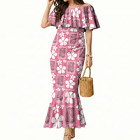 Give Cancer The Boot Pink Cowgirl Mermaid Dress Western Aloha Hibiscus Paniolo Heritage Floral