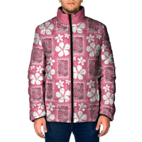 Give Cancer The Boot Pink Cowgirl Padded Jacket Western Aloha Hibiscus Paniolo Heritage Floral
