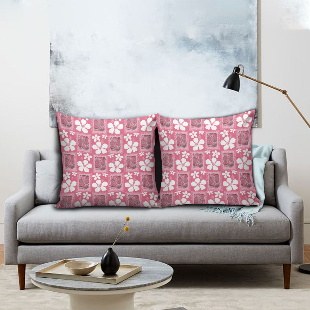 Give Cancer The Boot Pink Cowgirl Pillow Cover Western Aloha Hibiscus Paniolo Heritage Floral
