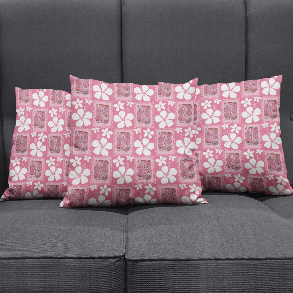 Give Cancer The Boot Pink Cowgirl Pillow Cover Western Aloha Hibiscus Paniolo Heritage Floral