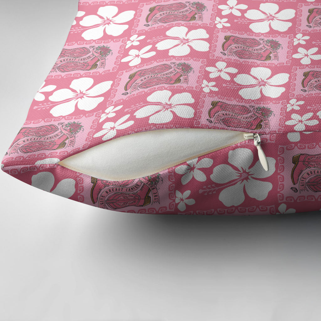 Give Cancer The Boot Pink Cowgirl Pillow Cover Western Aloha Hibiscus Paniolo Heritage Floral