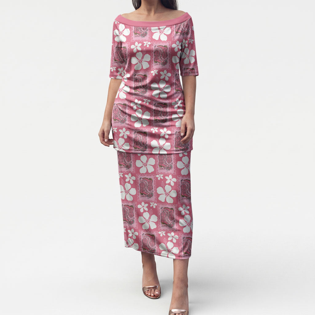 Give Cancer The Boot Pink Cowgirl Puletasi Western Aloha Hibiscus Paniolo Heritage Floral