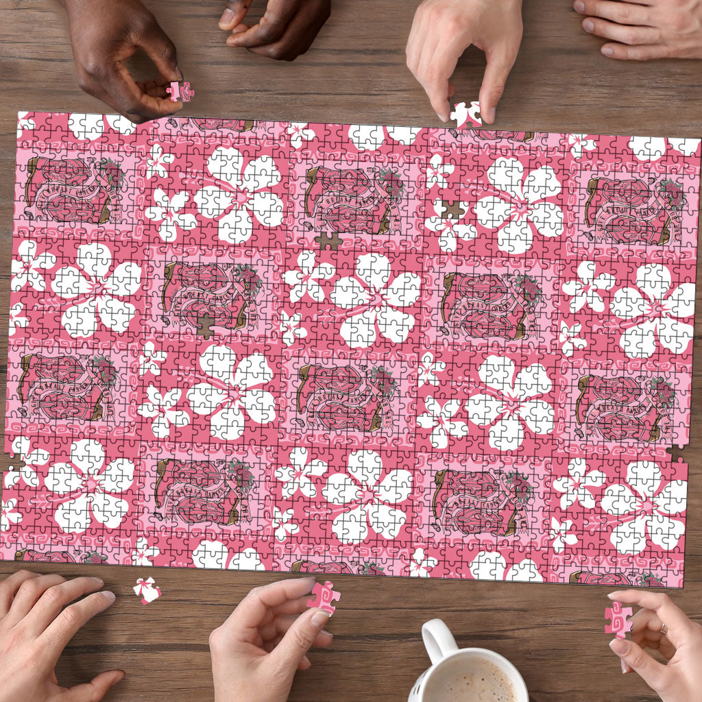 Give Cancer The Boot Pink Cowgirl Puzzle Western Aloha Hibiscus Paniolo Heritage Floral