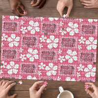 Give Cancer The Boot Pink Cowgirl Puzzle Western Aloha Hibiscus Paniolo Heritage Floral