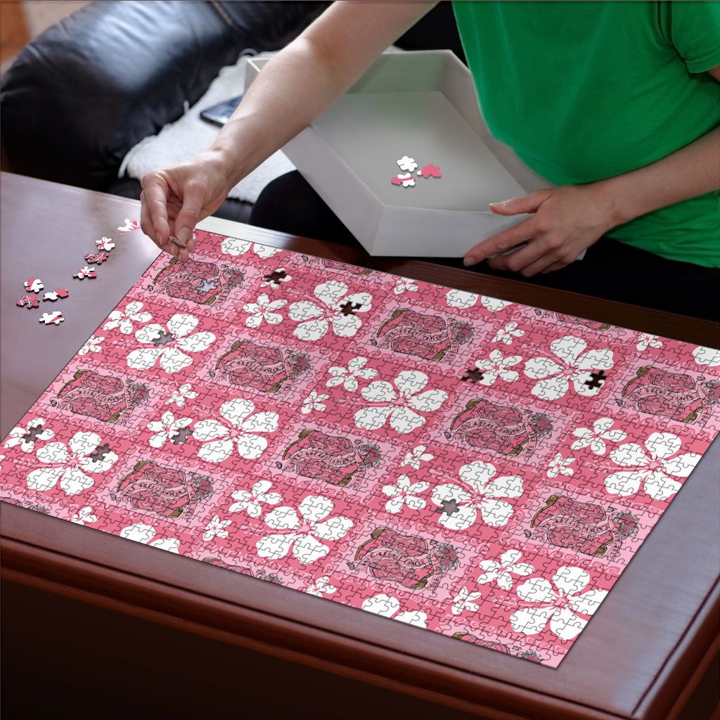 Give Cancer The Boot Pink Cowgirl Puzzle Western Aloha Hibiscus Paniolo Heritage Floral