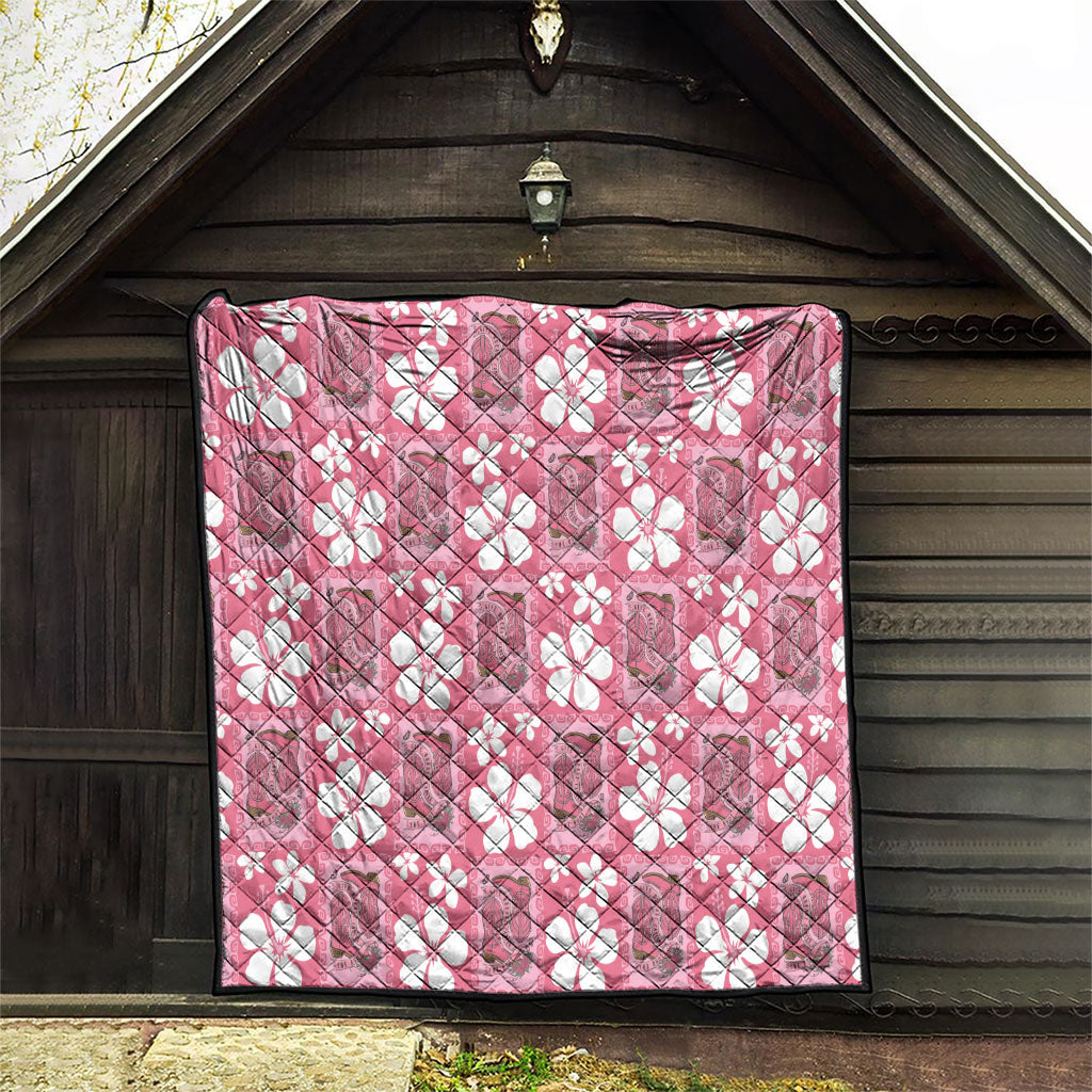 Give Cancer The Boot Pink Cowgirl Quilt Western Aloha Hibiscus Paniolo Heritage Floral
