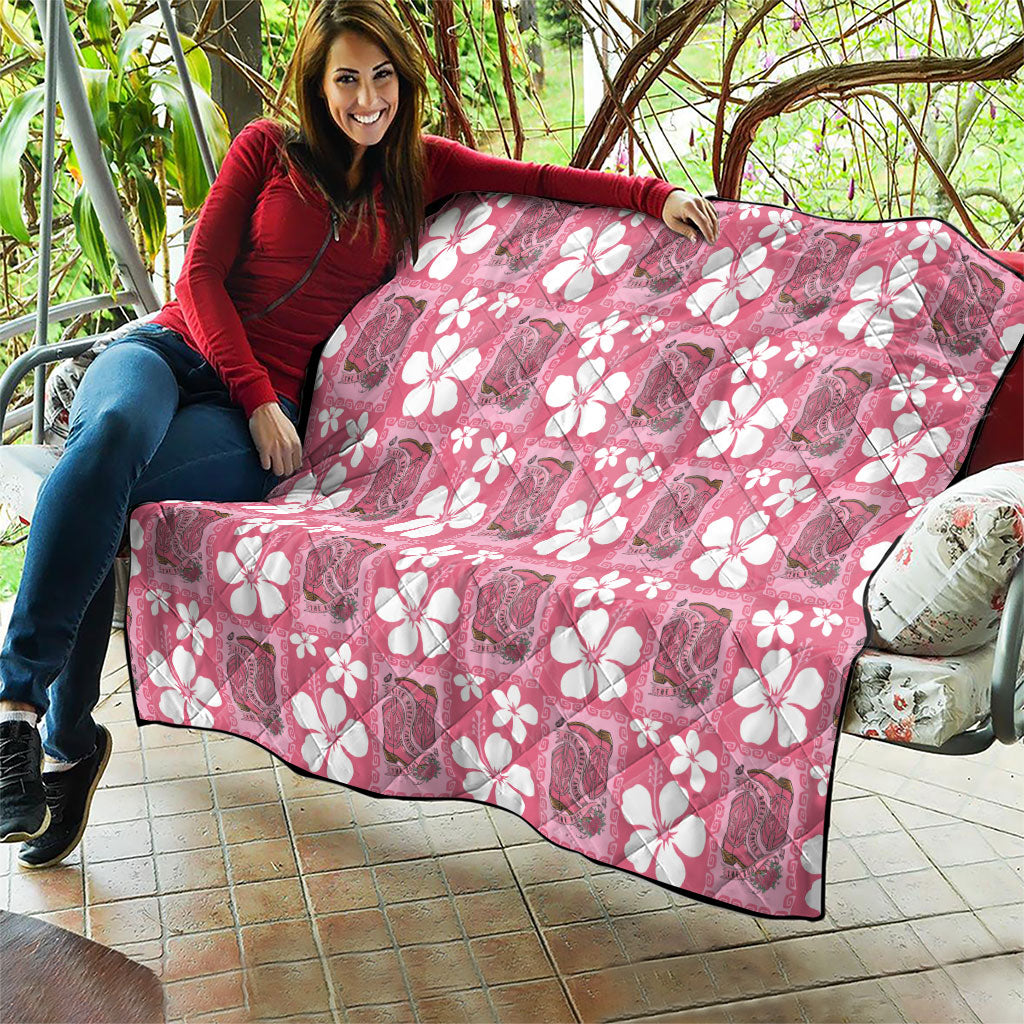 Give Cancer The Boot Pink Cowgirl Quilt Western Aloha Hibiscus Paniolo Heritage Floral