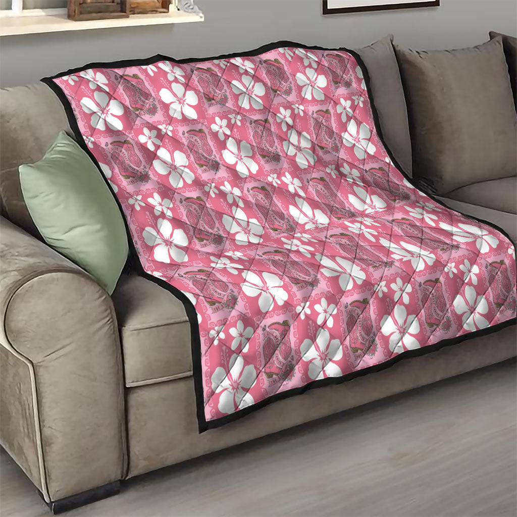 Give Cancer The Boot Pink Cowgirl Quilt Western Aloha Hibiscus Paniolo Heritage Floral