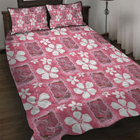 Give Cancer The Boot Pink Cowgirl Quilt Bed Set Western Aloha Hibiscus Paniolo Heritage Floral