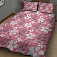 Give Cancer The Boot Pink Cowgirl Quilt Bed Set Western Aloha Hibiscus Paniolo Heritage Floral