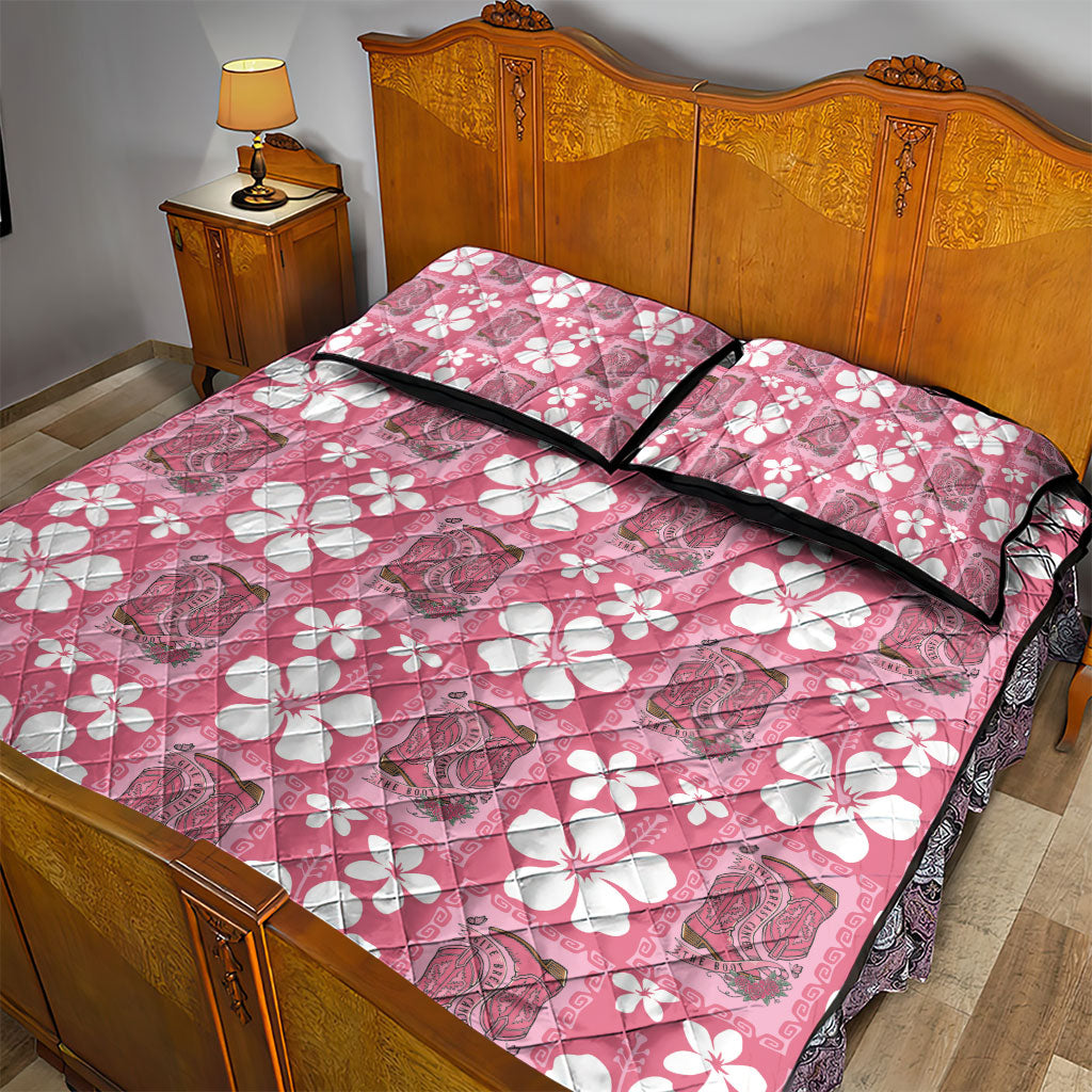 Give Cancer The Boot Pink Cowgirl Quilt Bed Set Western Aloha Hibiscus Paniolo Heritage Floral