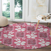 Give Cancer The Boot Pink Cowgirl Round Carpet Western Aloha Hibiscus Paniolo Heritage Floral