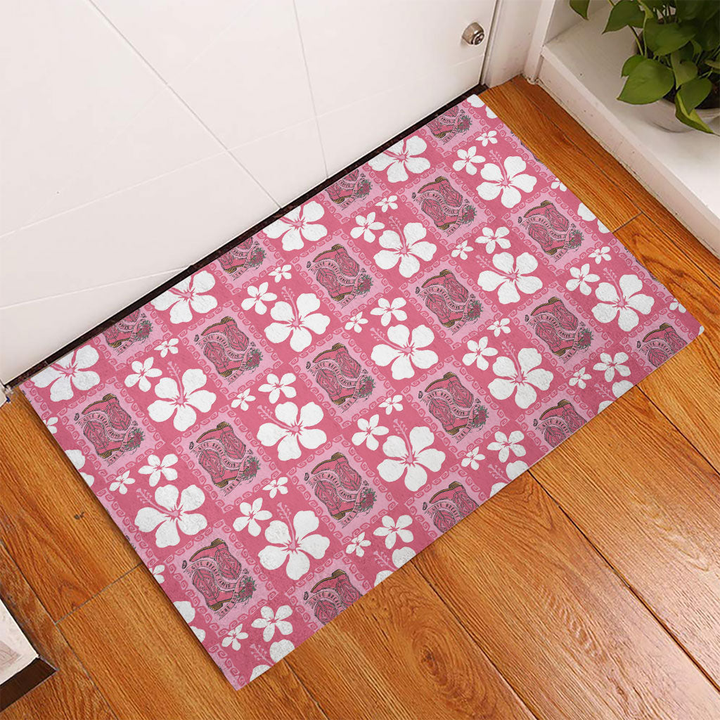 Give Cancer The Boot Pink Cowgirl Rubber Doormat Western Aloha Hibiscus Paniolo Heritage Floral